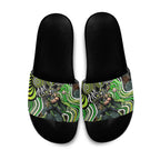 Sydney Thunder Slide Sandals Indigenous Dot Art Superhero Batter Tribal Pattern