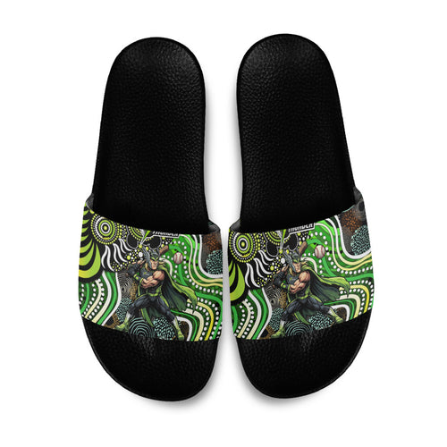 Sydney Thunder Slide Sandals Indigenous Dot Art Superhero Batter Tribal Pattern