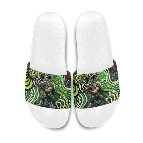 Sydney Thunder Slide Sandals Indigenous Dot Art Superhero Batter Tribal Pattern