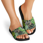 Sydney Thunder Slide Sandals Indigenous Dot Art Superhero Batter Tribal Pattern
