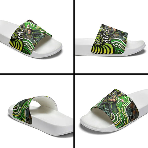 Sydney Thunder Slide Sandals Indigenous Dot Art Superhero Batter Tribal Pattern