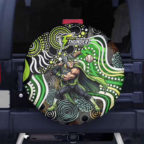 Sydney Thunder Spare Tire Cover Indigenous Dot Art Superhero Batter Tribal Pattern