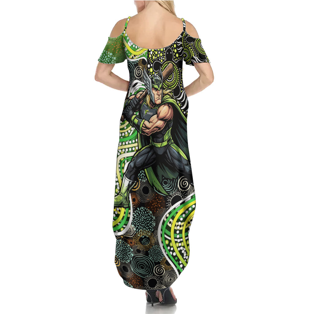 Sydney Thunder Summer Maxi Dress Indigenous Dot Art Superhero Batter Tribal Pattern