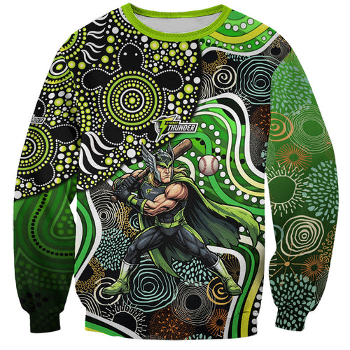 Sydney Thunder Sweatshirt Indigenous Dot Art Superhero Batter Tribal Pattern