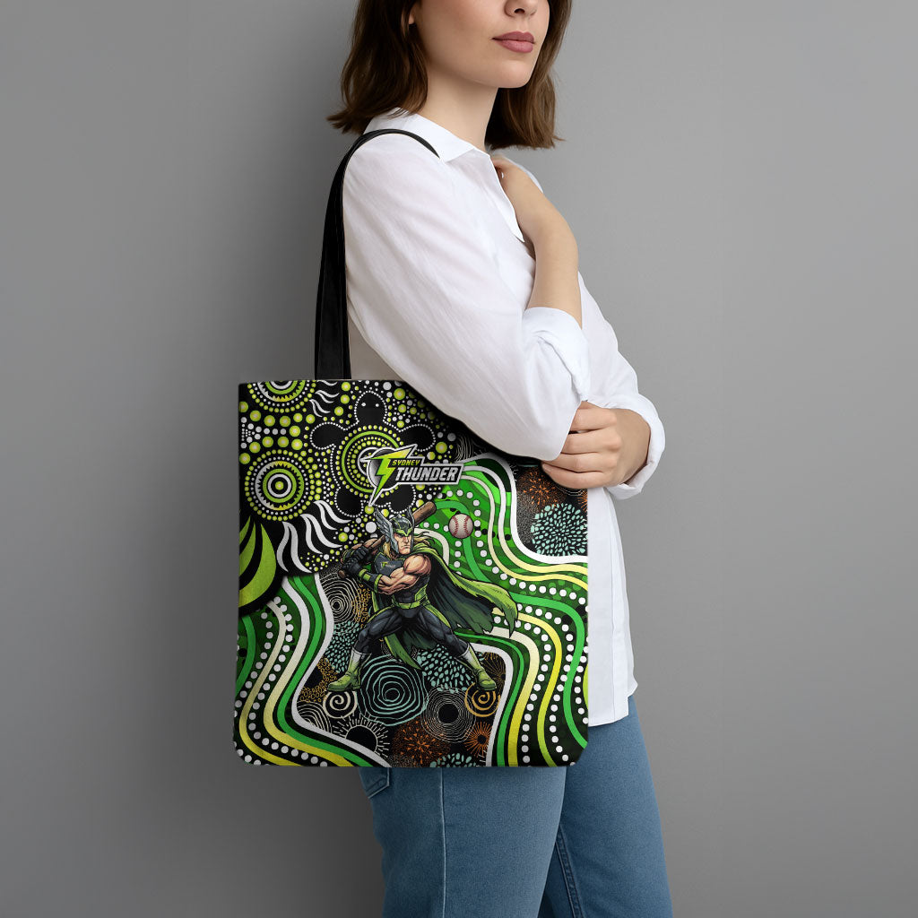 Sydney Thunder Tote Bag Indigenous Dot Art Superhero Batter Tribal Pattern
