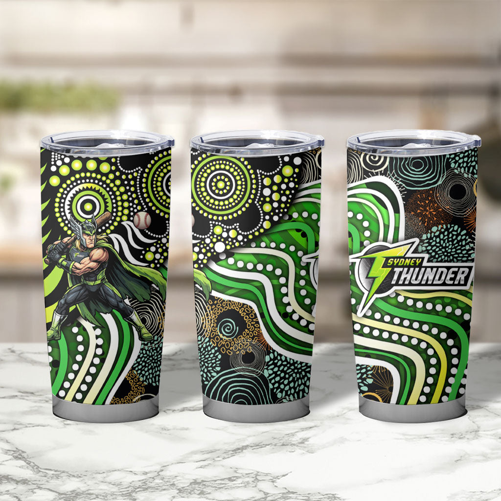 Sydney Thunder Tumbler Cup Indigenous Dot Art Superhero Batter Tribal Pattern