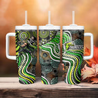 Sydney Thunder Tumbler With Handle Indigenous Dot Art Superhero Batter Tribal Pattern