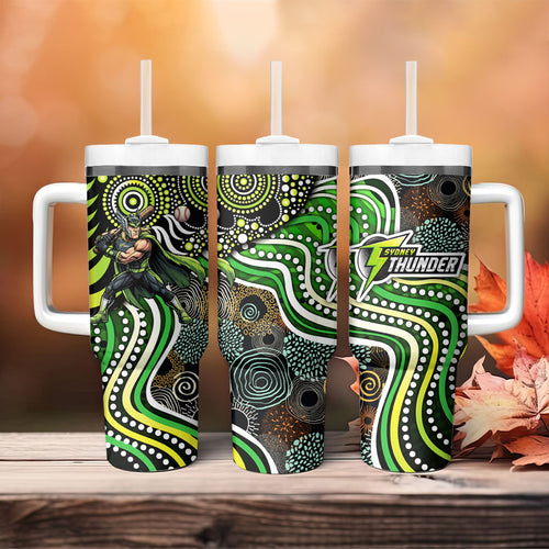 Sydney Thunder Tumbler With Handle Indigenous Dot Art Superhero Batter Tribal Pattern