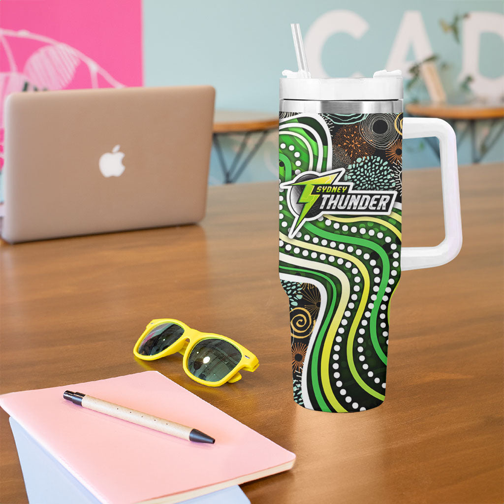 Sydney Thunder Tumbler With Handle Indigenous Dot Art Superhero Batter Tribal Pattern