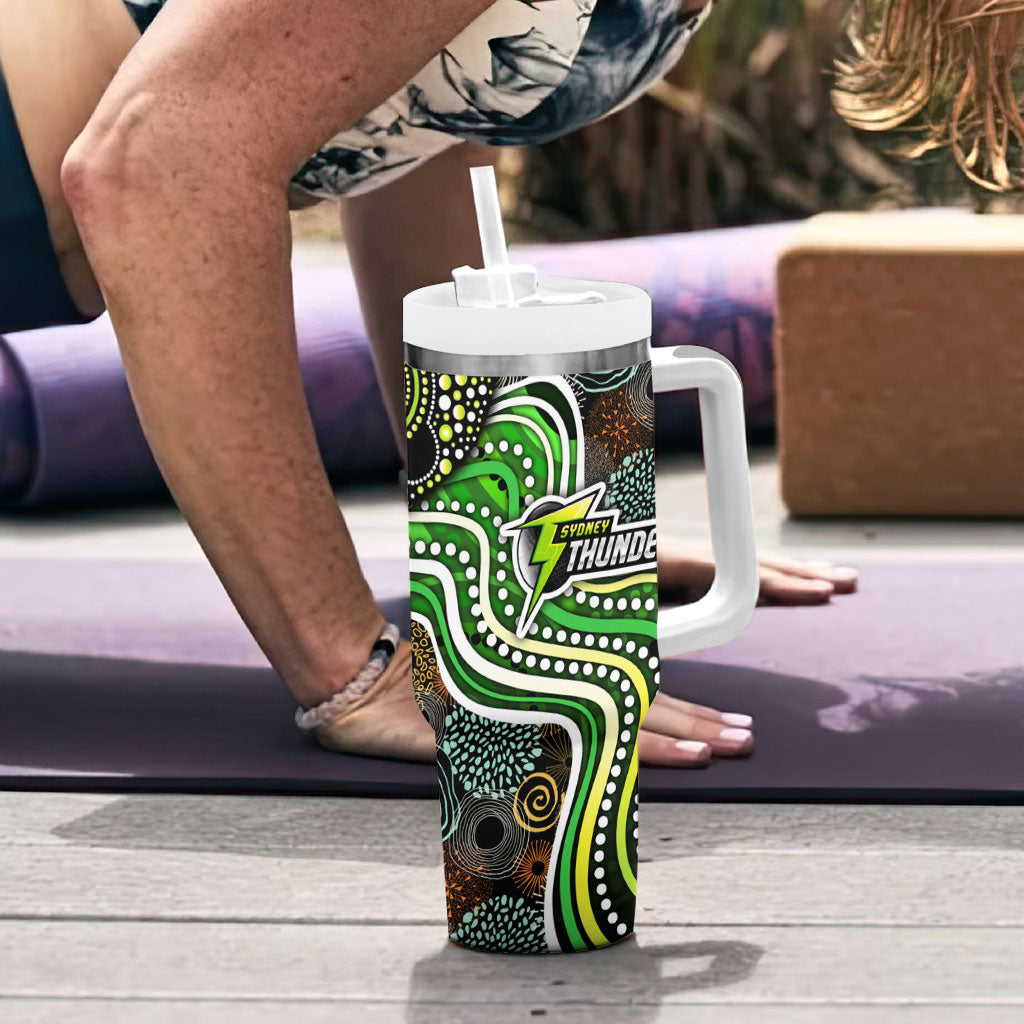 Sydney Thunder Tumbler With Handle Indigenous Dot Art Superhero Batter Tribal Pattern