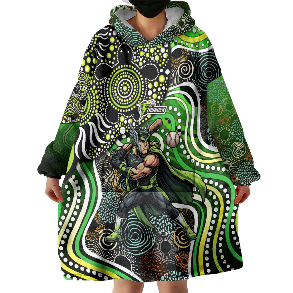 Sydney Thunder Wearable Blanket Hoodie Indigenous Dot Art Superhero Batter Tribal Pattern