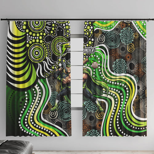 Sydney Thunder Window Curtain Indigenous Dot Art Superhero Batter Tribal Pattern