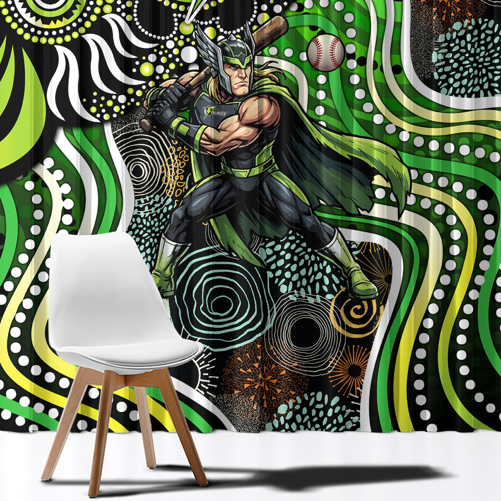 Sydney Thunder Window Curtain Indigenous Dot Art Superhero Batter Tribal Pattern