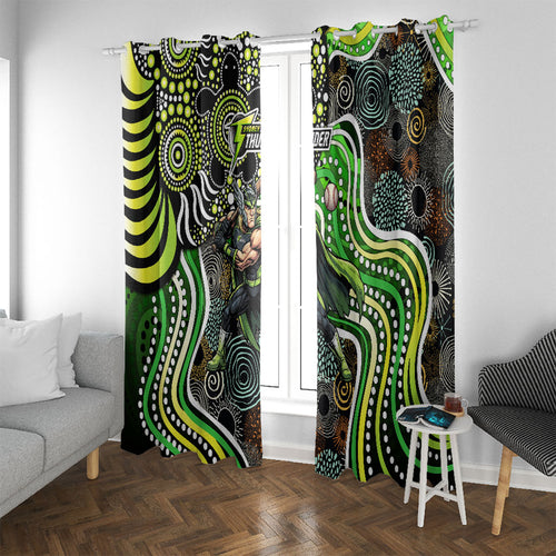 Sydney Thunder Window Curtain Indigenous Dot Art Superhero Batter Tribal Pattern