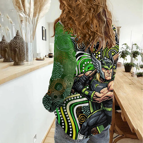 Sydney Thunder Women Casual Shirt Indigenous Dot Art Superhero Batter Tribal Pattern