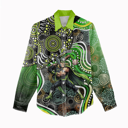 Sydney Thunder Women Casual Shirt Indigenous Dot Art Superhero Batter Tribal Pattern