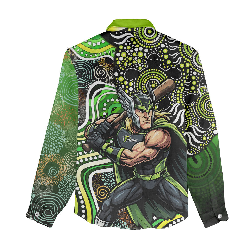 Sydney Thunder Women Casual Shirt Indigenous Dot Art Superhero Batter Tribal Pattern