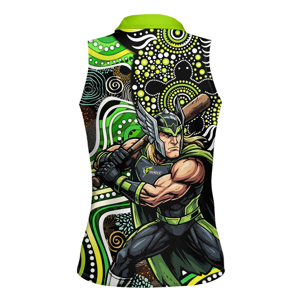 Sydney Thunder Women Sleeveless Polo Shirt Indigenous Dot Art Superhero Batter Tribal Pattern