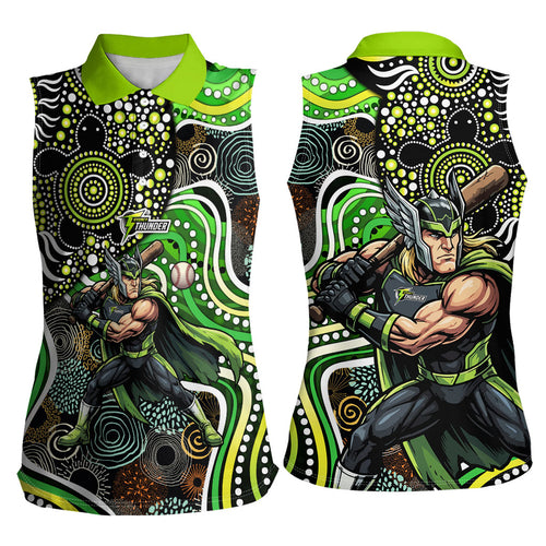 Sydney Thunder Women Sleeveless Polo Shirt Indigenous Dot Art Superhero Batter Tribal Pattern