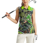 Sydney Thunder Women Sleeveless Polo Shirt Indigenous Dot Art Superhero Batter Tribal Pattern