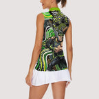 Sydney Thunder Women Sleeveless Polo Shirt Indigenous Dot Art Superhero Batter Tribal Pattern
