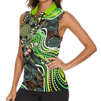 Sydney Thunder Women Sleeveless Polo Shirt Indigenous Dot Art Superhero Batter Tribal Pattern