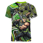 Sydney Thunder Women V-Neck T-Shirt Indigenous Dot Art Superhero Batter Tribal Pattern