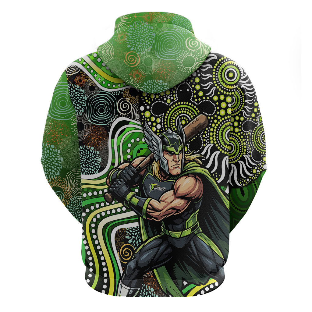 Sydney Thunder Zip Hoodie Indigenous Dot Art Superhero Batter Tribal Pattern