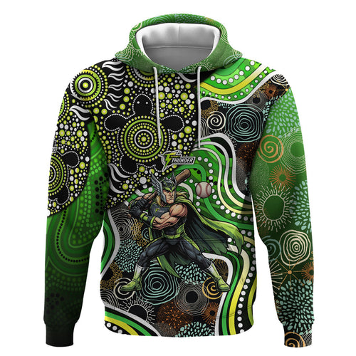 Sydney Thunder Zip Hoodie Indigenous Dot Art Superhero Batter Tribal Pattern