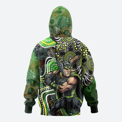Sydney Thunder Zip Hoodie Indigenous Dot Art Superhero Batter Tribal Pattern