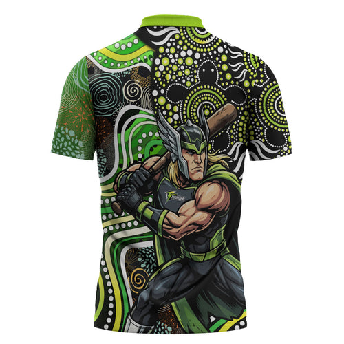 Sydney Thunder Zipper Polo Shirt Indigenous Dot Art Superhero Batter Tribal Pattern