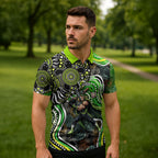 Sydney Thunder Zipper Polo Shirt Indigenous Dot Art Superhero Batter Tribal Pattern