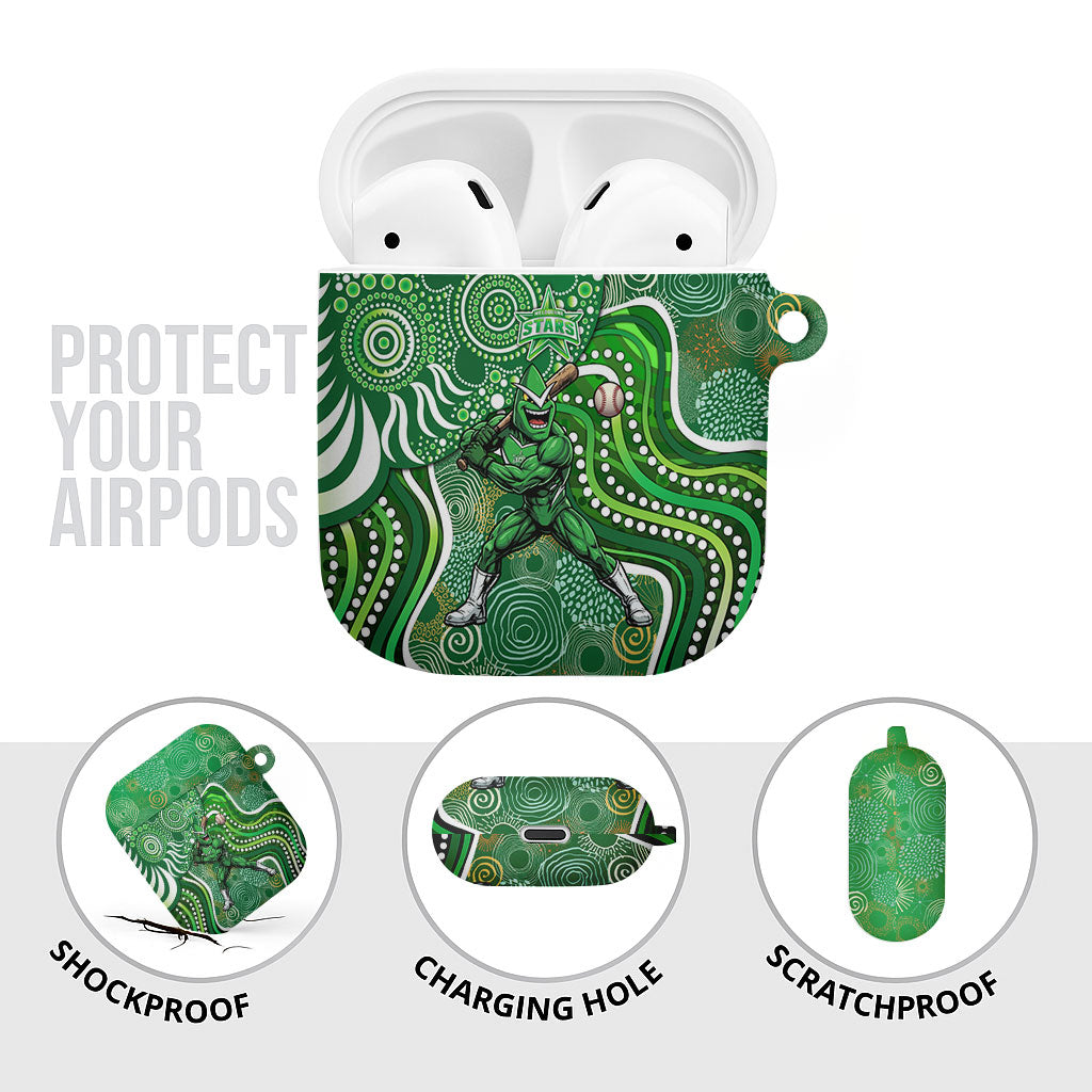 Melbourne Stars AirPods Case Indigenous Dot Art Superhero Batter Tribal Pattern