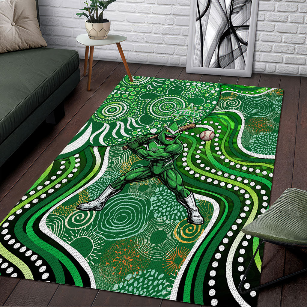 Melbourne Stars Area Rug Indigenous Dot Art Superhero Batter Tribal Pattern