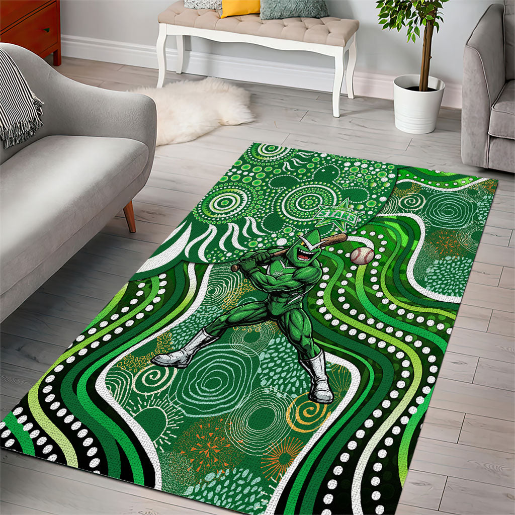 Melbourne Stars Area Rug Indigenous Dot Art Superhero Batter Tribal Pattern