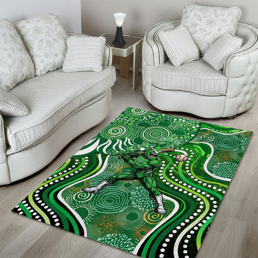 Melbourne Stars Area Rug Indigenous Dot Art Superhero Batter Tribal Pattern