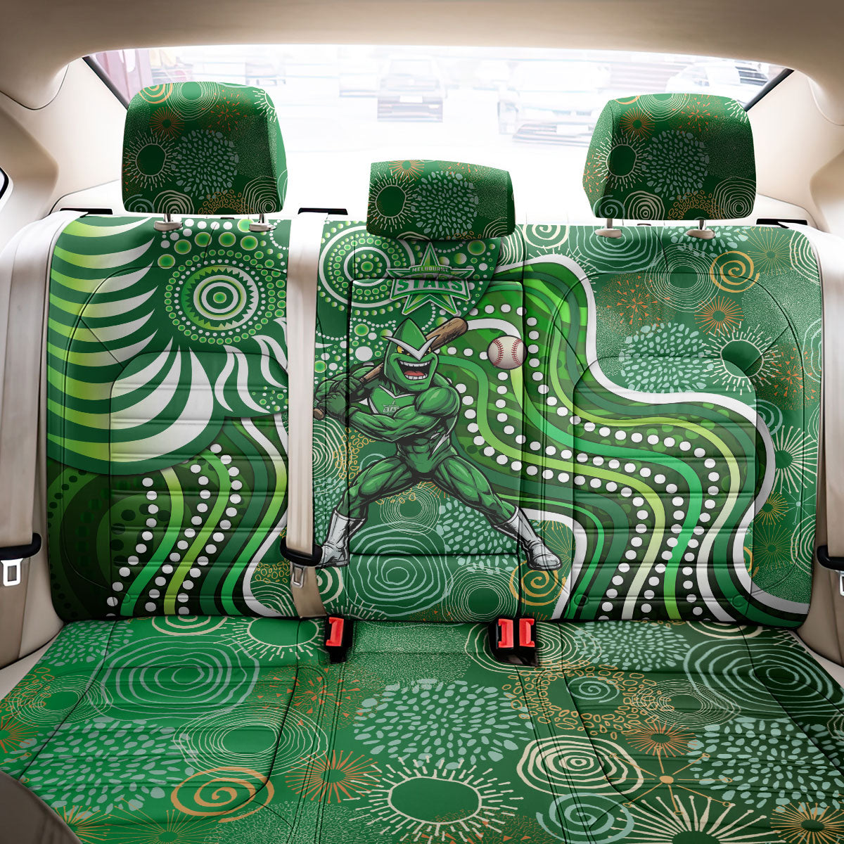 Melbourne Stars Back Car Seat Cover Indigenous Dot Art Superhero Batter Tribal Pattern