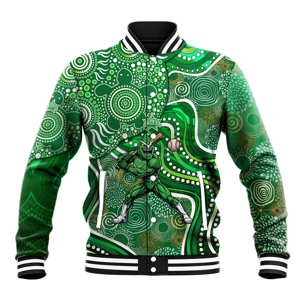 Melbourne Stars Baseball Jacket Indigenous Dot Art Superhero Batter Tribal Pattern