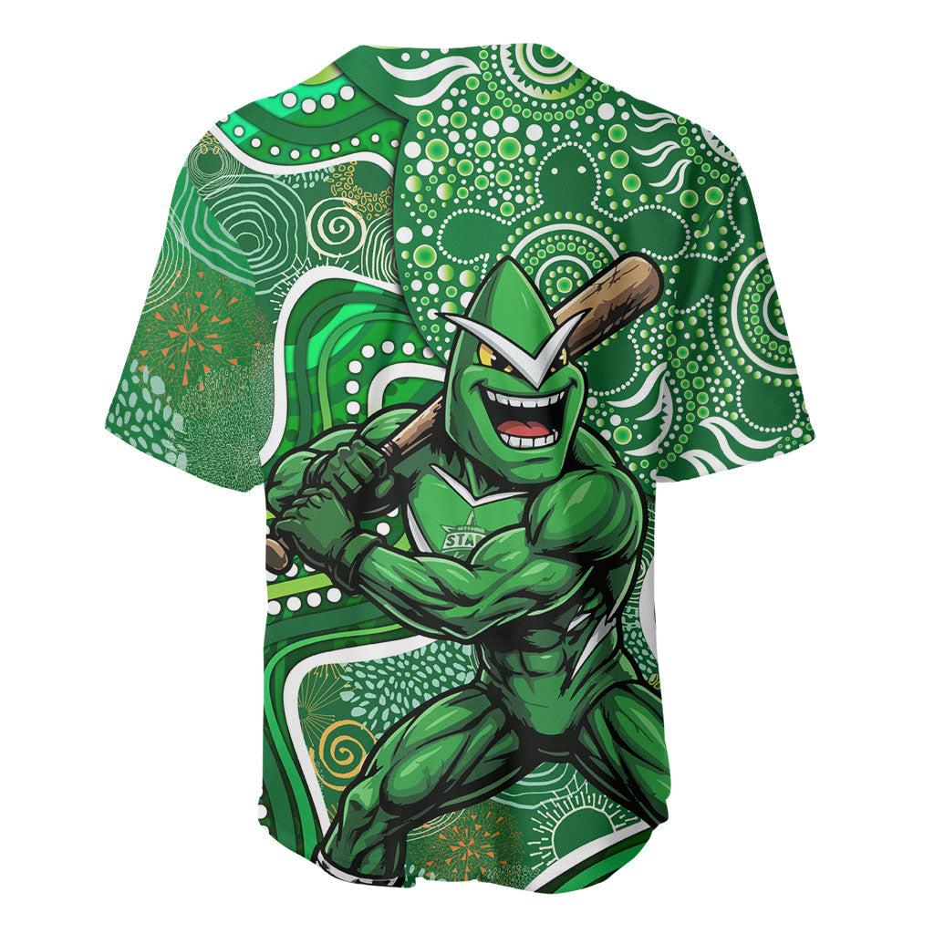 Melbourne Stars Baseball Jersey Indigenous Dot Art Superhero Batter Tribal Pattern