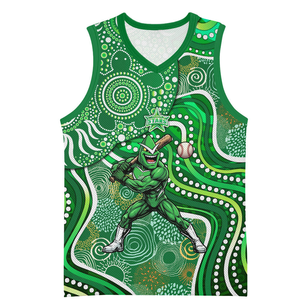 Melbourne Stars Basketball Jersey Indigenous Dot Art Superhero Batter Tribal Pattern