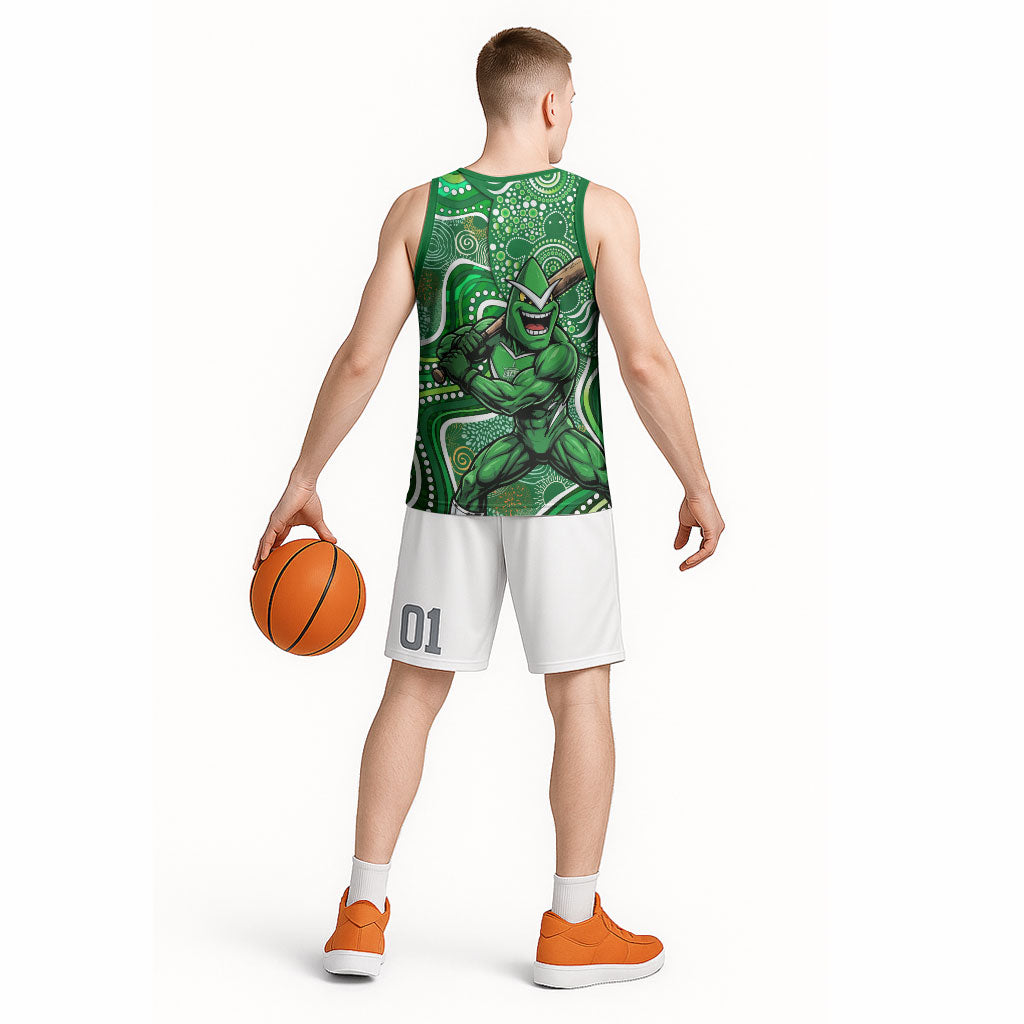 Melbourne Stars Basketball Jersey Indigenous Dot Art Superhero Batter Tribal Pattern