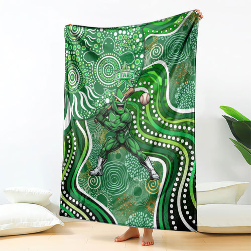 Melbourne Stars Blanket Indigenous Dot Art Superhero Batter Tribal Pattern