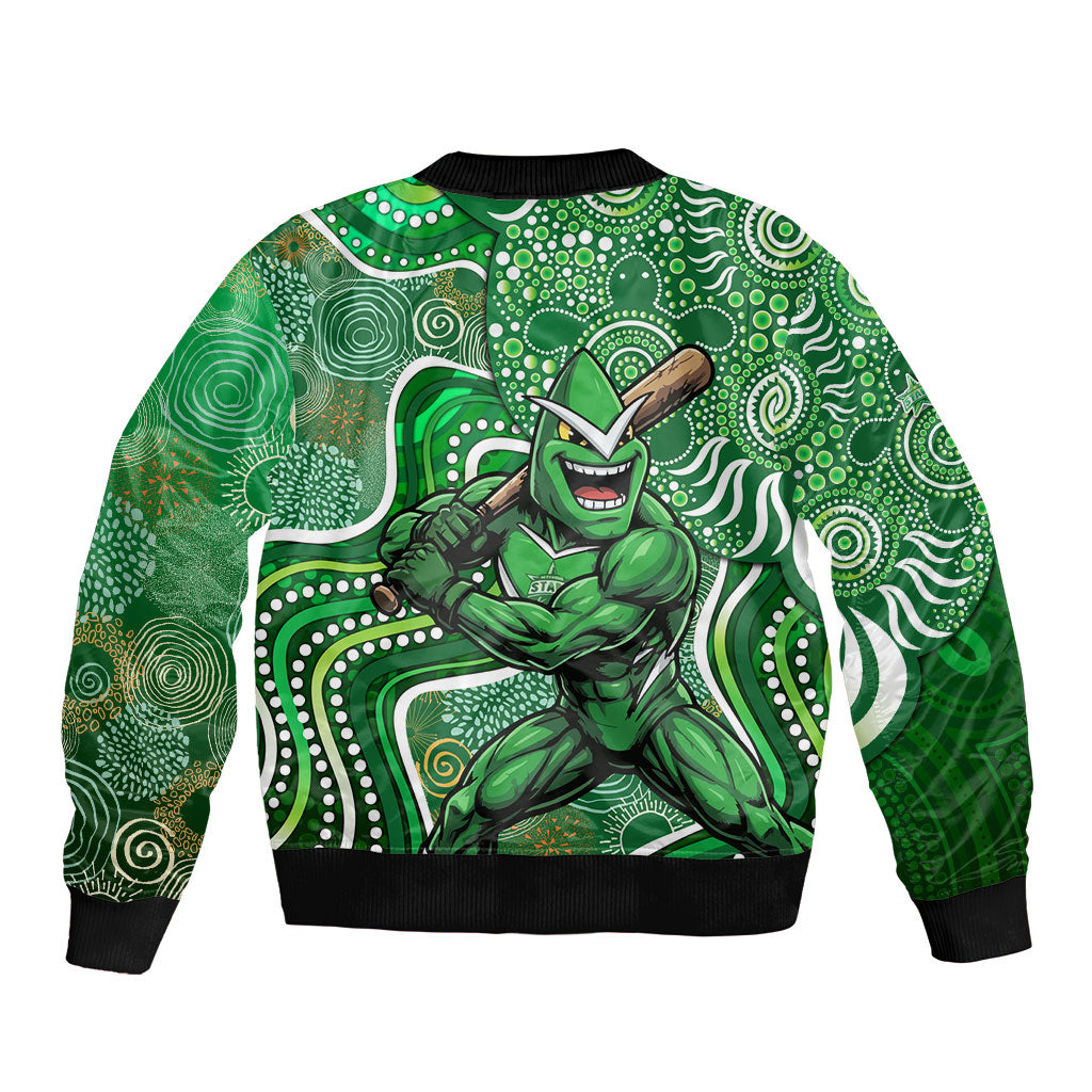 Melbourne Stars Bomber Jacket Indigenous Dot Art Superhero Batter Tribal Pattern