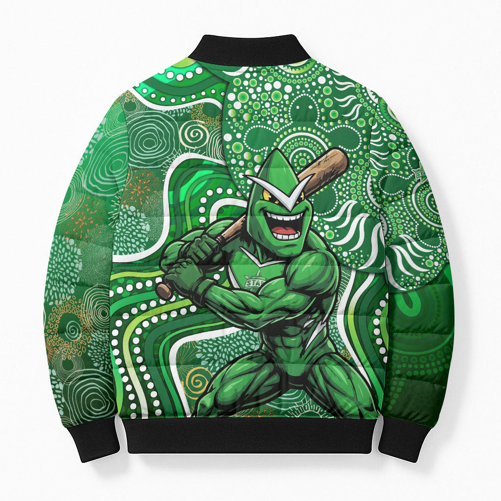 Melbourne Stars Bomber Puffer Jacket Indigenous Dot Art Superhero Batter Tribal Pattern