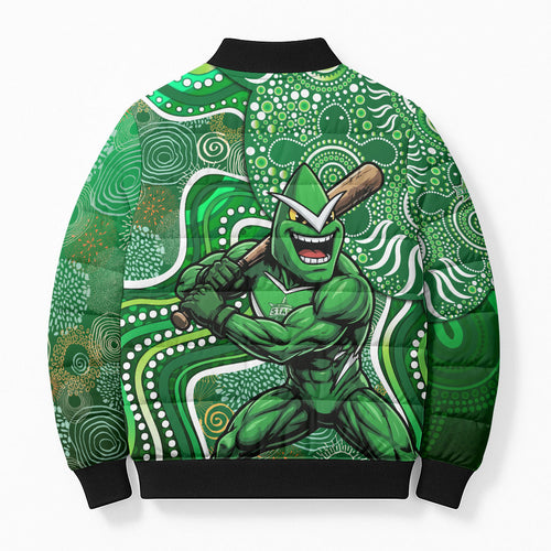 Melbourne Stars Bomber Puffer Jacket Indigenous Dot Art Superhero Batter Tribal Pattern
