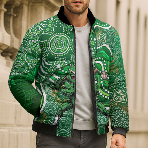 Melbourne Stars Bomber Puffer Jacket Indigenous Dot Art Superhero Batter Tribal Pattern