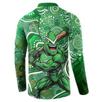 Melbourne Stars Button Sweatshirt Indigenous Dot Art Superhero Batter Tribal Pattern
