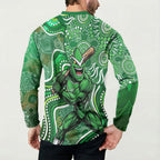 Melbourne Stars Button Sweatshirt Indigenous Dot Art Superhero Batter Tribal Pattern