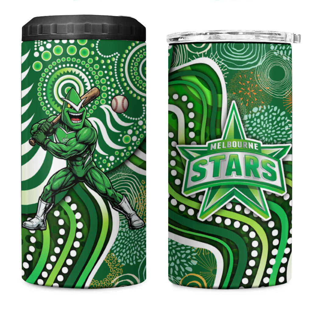 Melbourne Stars 4 in 1 Can Cooler Tumbler Indigenous Dot Art Superhero Batter Tribal Pattern