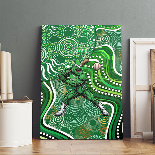 Melbourne Stars Canvas Wall Art Indigenous Dot Art Superhero Batter Tribal Pattern